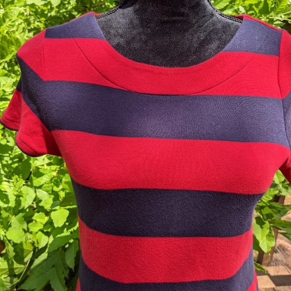 Talbots Red & Navy Striped Sheath Dress - Picture 9 of 10